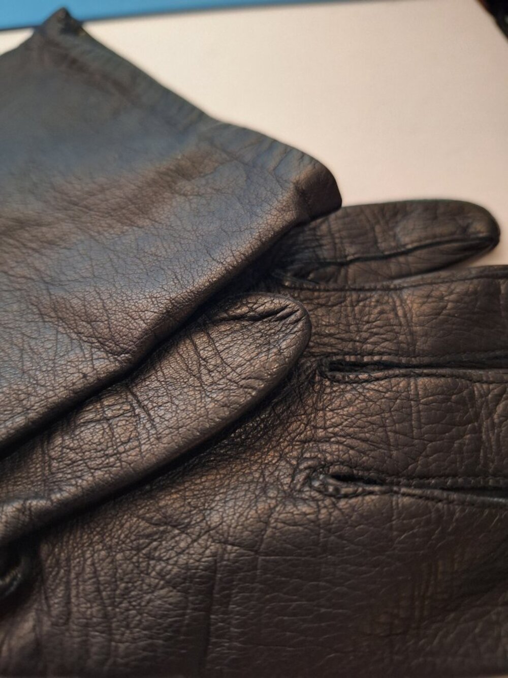 Black Leather Gloves Made in France Size 7 - Picture 9 of 16